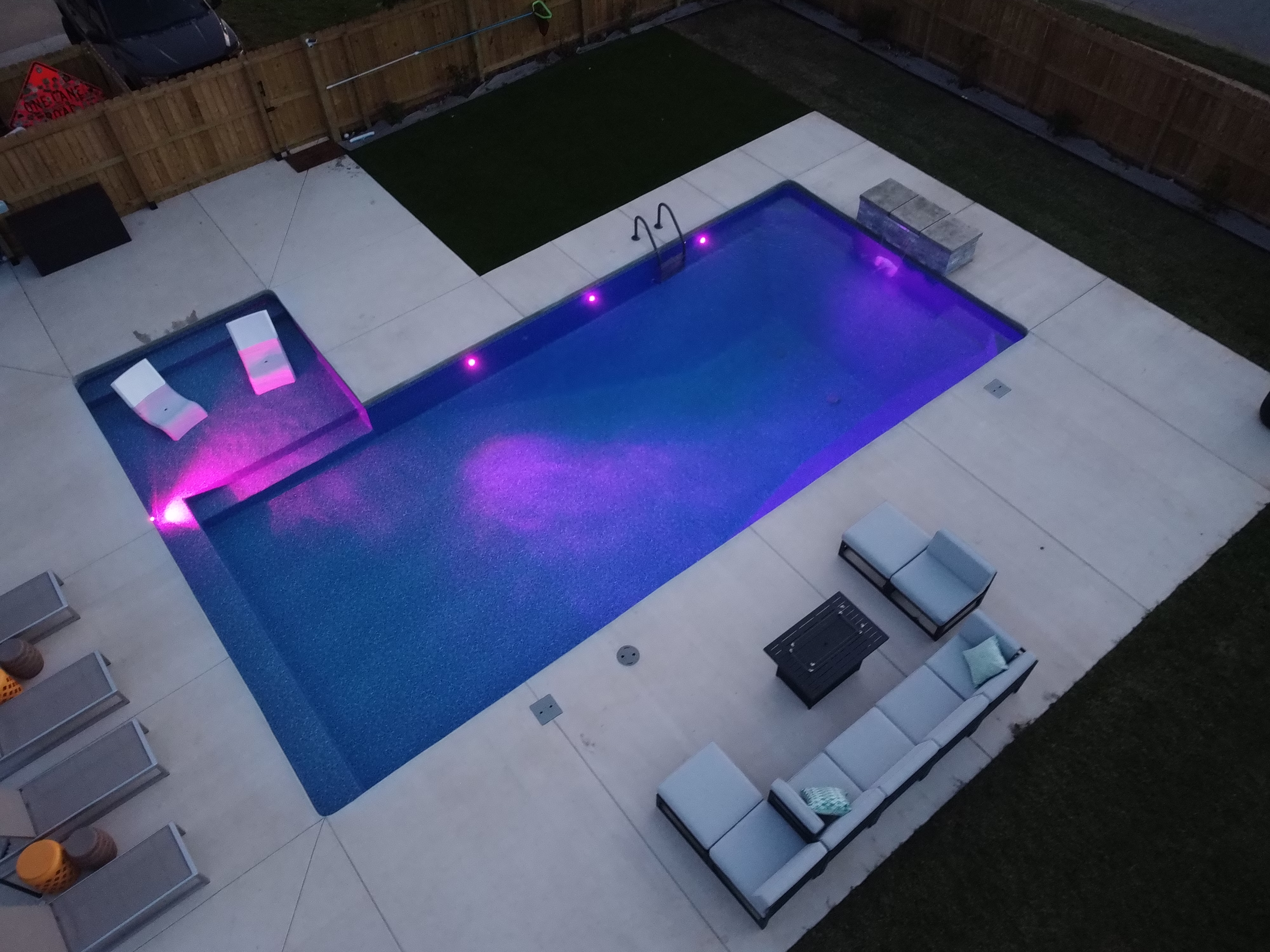 Bird's eye view of custom shotcrete pool with landscaping - Rogers AR